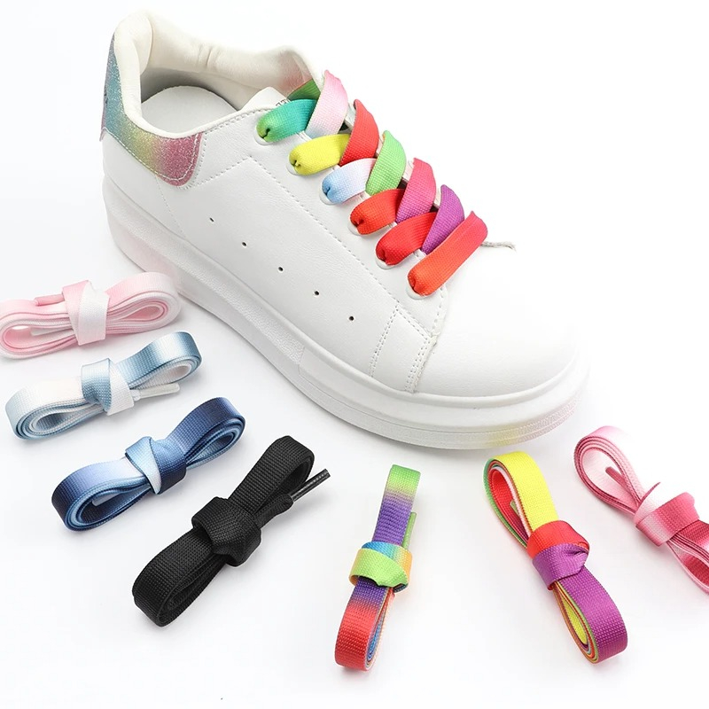 Women Shoes Mk - Cadarços planos gradientes de arco-íris, cadarços