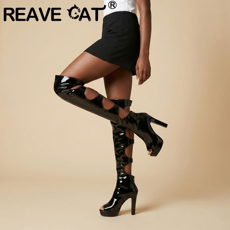 Women Shoes Zipper - Sandálias Altas Vermelhas REAVE CAT com