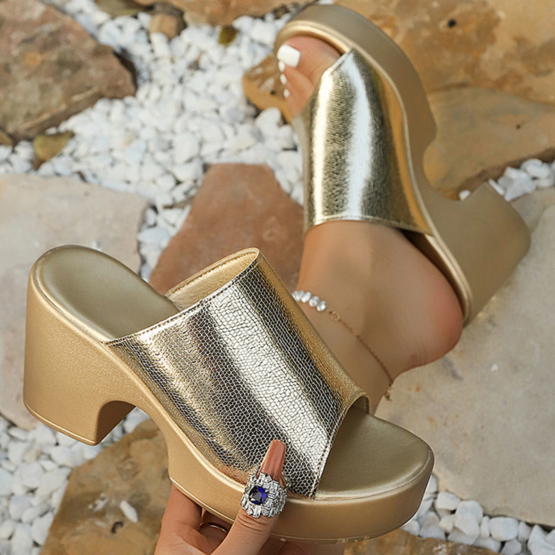 Sandálias Plataforma Chunky Do - Metallic Heel Sandal avaliação e preço