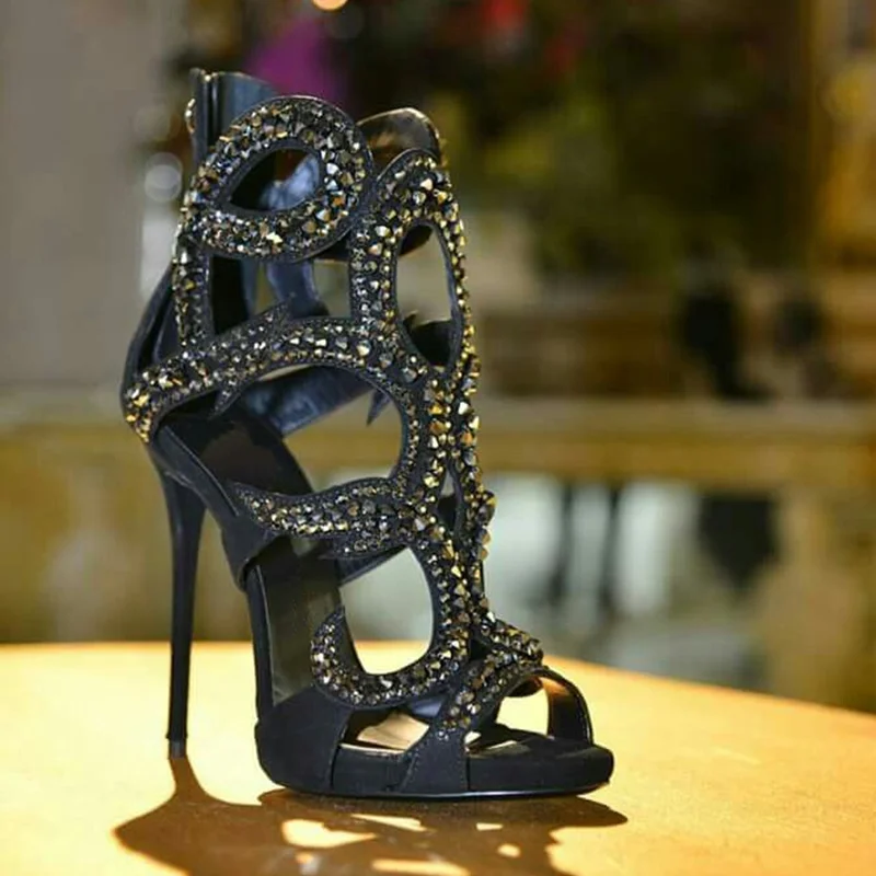 Sandálias Stiletto Brilhantes  - Women Shoes Zipper avaliação e preço