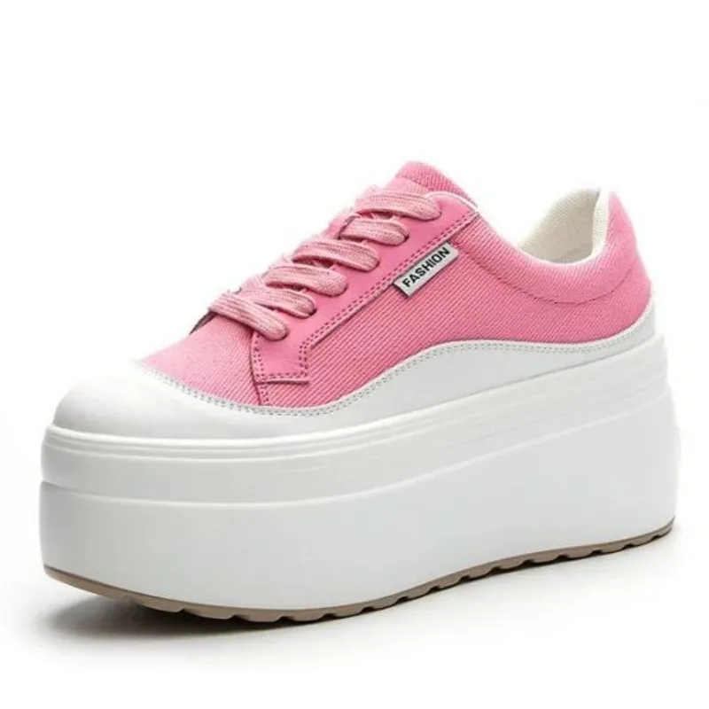 8cm nova lona de couro genuíno - Women Shoes Store avaliação e preço