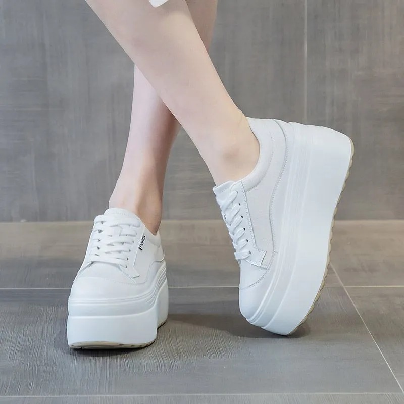 8cm nova lona de couro genuíno - Women Shoes Store avaliação e preço