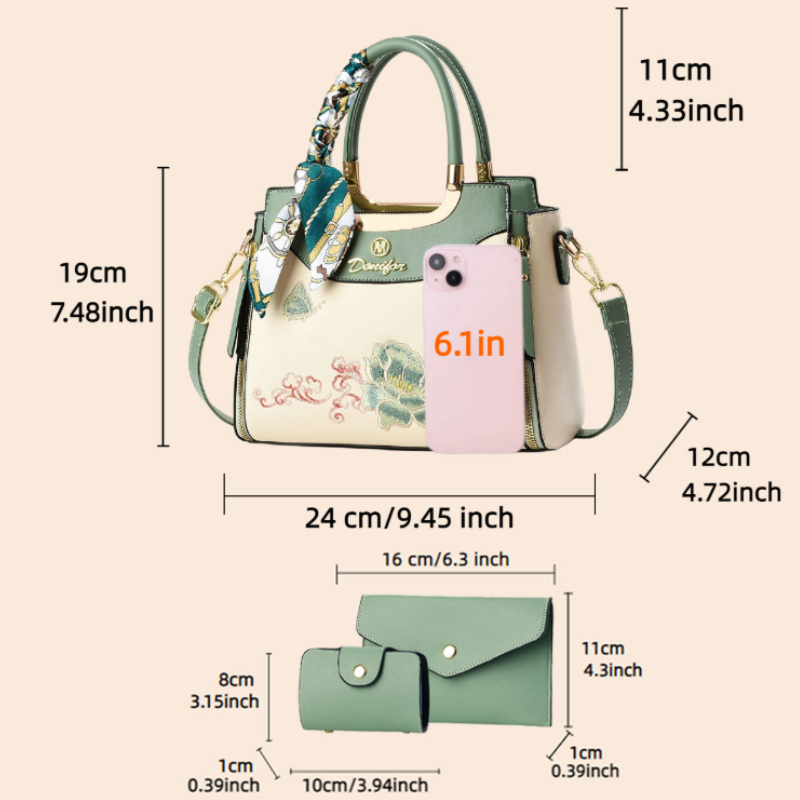 Conjunto de bolsas bordadas de - Women Shoes Zipper avaliação e preço