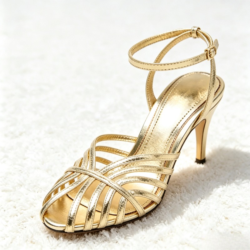 Sexy ouro oco banda estreita s - Metallic Heel Sandal avaliação e preço